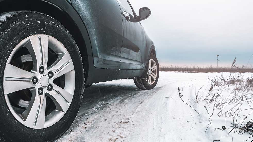 Winter driving car skidding